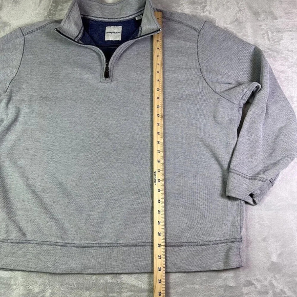Tommy Bahama Quarter Zip Fleece Sweatshirt Men's 2XLB Grey/Blue Beachy Summer - Picture 7 of 16